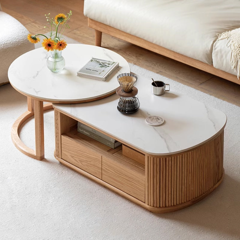 Randy FAS-Graded Solid Oak Wood Coffee Table and Side Table