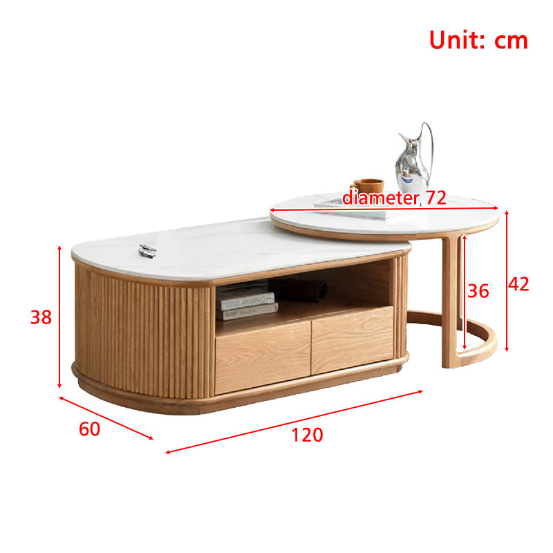Randy FAS-Graded Solid Oak Wood Coffee Table and Side Table