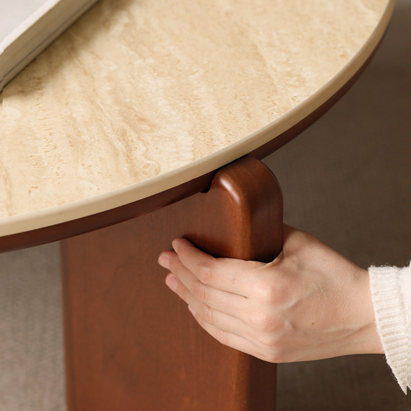 Samantha FAS-Graded Solid Liriodendron Wood Round Coffee Table/Side Table Set With Ceramic