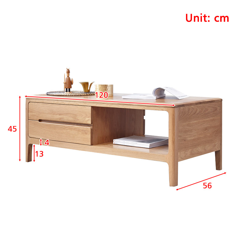 Gretchen FAS Graded Solid American Oak Coffee Table With Drawer