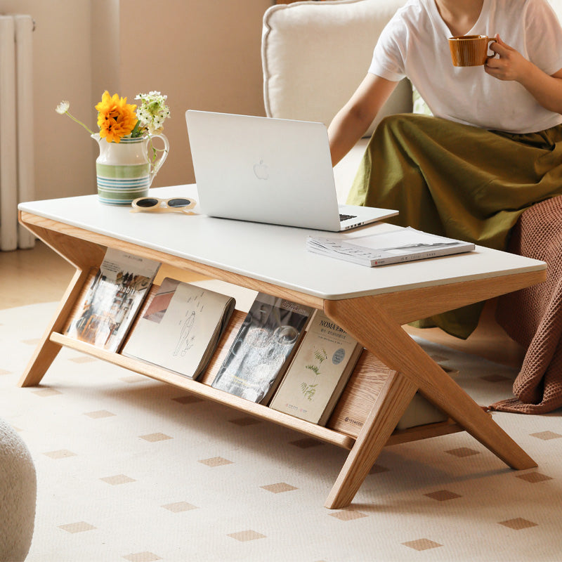 Jean Natural Wood Color FAS-Graded Solid American Oak Rectangle Coffee Table