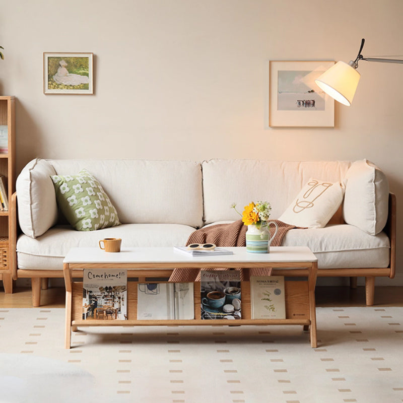 Jean Natural Wood Color FAS-Graded Solid American Oak Rectangle Coffee Table