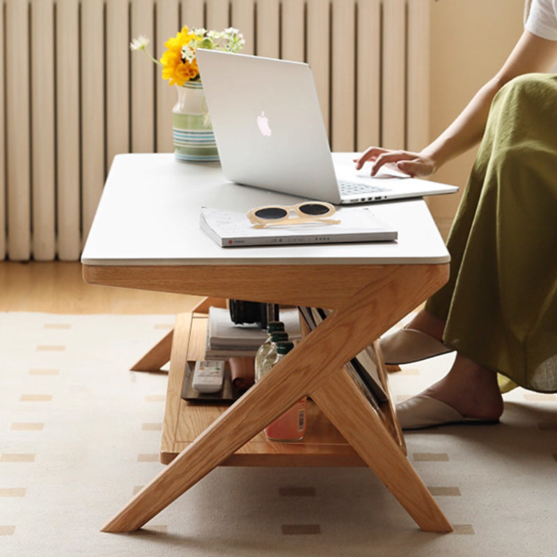 Jean Natural Wood Color FAS-Graded Solid American Oak Rectangle Coffee Table