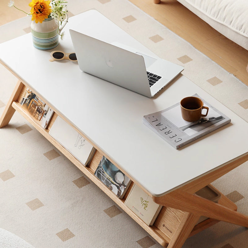Jean Natural Wood Color FAS-Graded Solid American Oak Rectangle Coffee Table