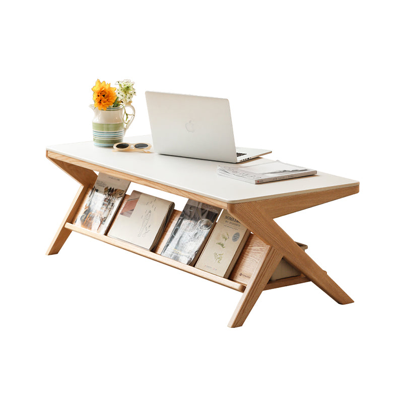 Jean Natural Wood Color FAS-Graded Solid American Oak Rectangle Coffee Table