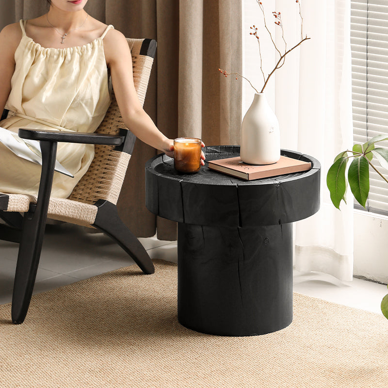 Morgan Pinewood Round Coffee Table and Side Table Set Black