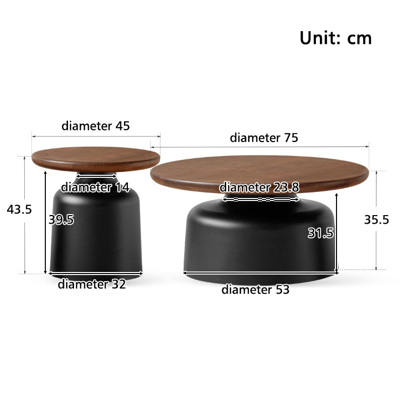 Brendan FAS-Graded Solid Black Walnut Wood Top Twin-Set Coffee Table with Side Table Set