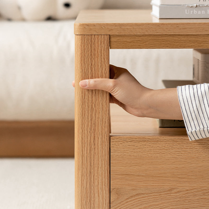 Camilla 1.4m Graded Solid American Oak Wood Coffee Table With Drawer