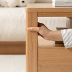 Camilla 1.4m Graded Solid American Oak Wood Coffee Table With Drawer