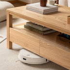 Camilla 1.4m Graded Solid American Oak Wood Coffee Table With Drawer