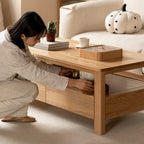 Camilla 1.4m Graded Solid American Oak Wood Coffee Table With Drawer