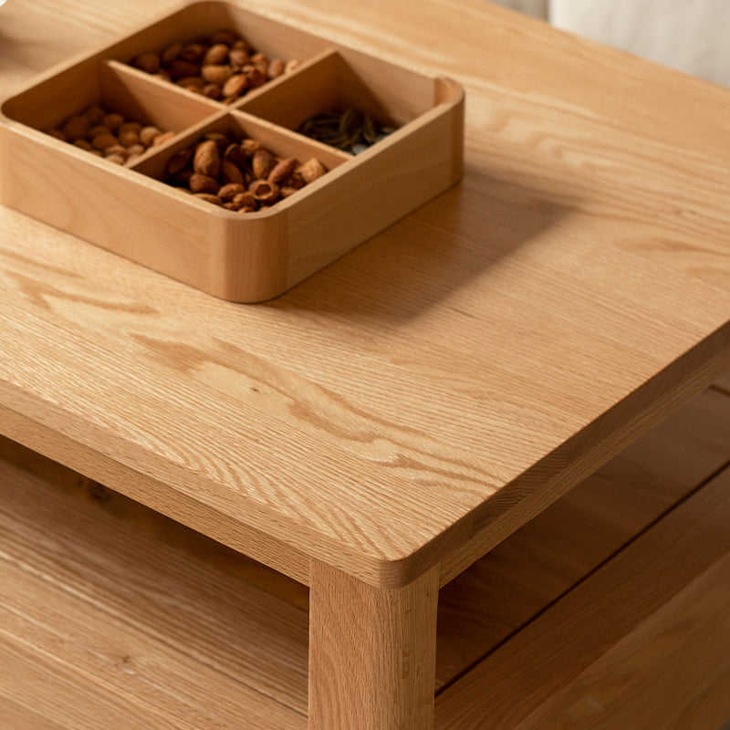 Camilla 1.4m Graded Solid American Oak Wood Coffee Table With Drawer