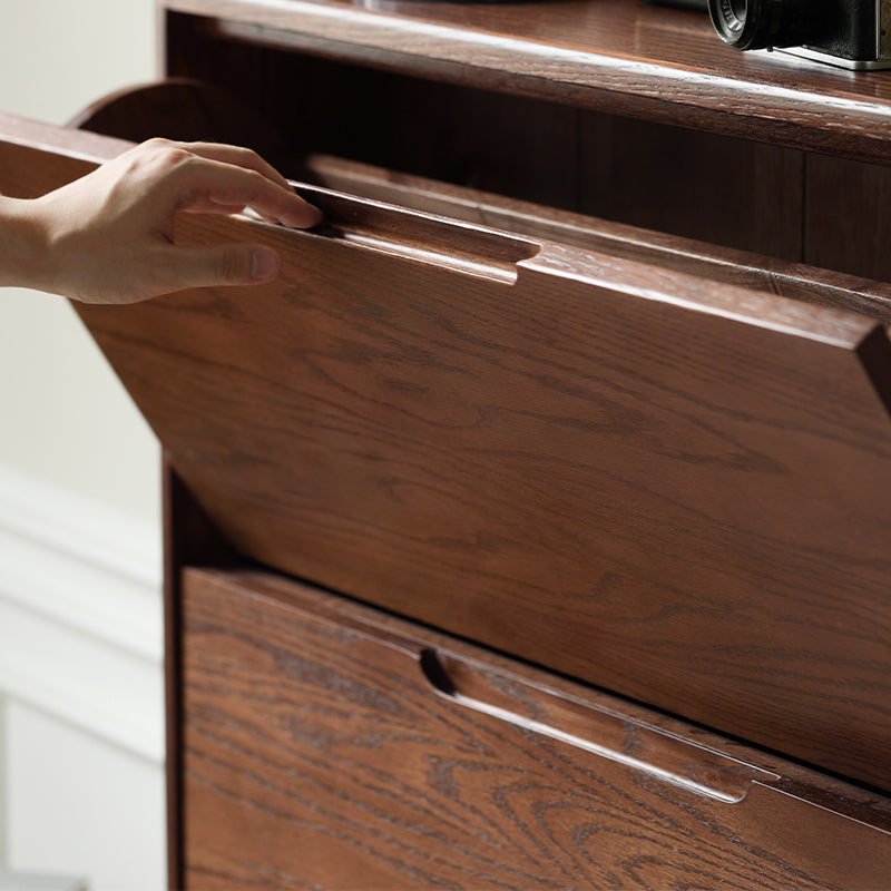 Donald FAS-Graded Solid Oak Wood Ultra-Thin Flip-Down Shoe Cabinet/Space-Saving Entryway Storage Cabinet