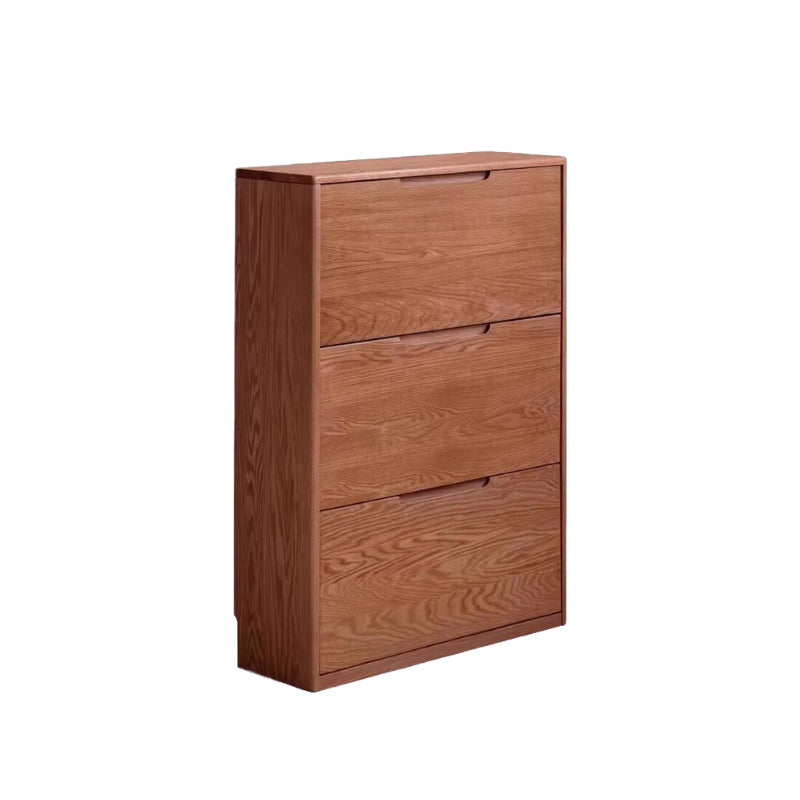 Donald FAS-Graded Solid Oak Wood Ultra-Thin Flip-Down Shoe Cabinet/Space-Saving Entryway Storage Cabinet