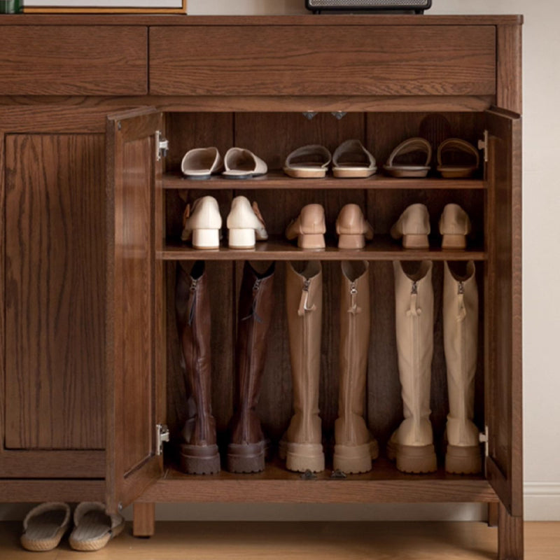 1.5m FAS-Graded Solid Fraxinus Mandshurica Wood Shoe Cabinet with Drawers/Shoe Case