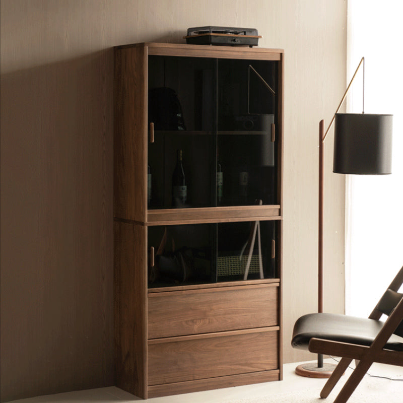 Ezra FAS-Graded Solid Black Walnut Wood Floor-standing Modular Storage Cabinet Chest Set for Home