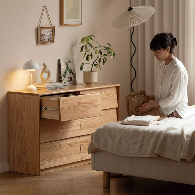 Shirley 0.61m/1.21m FAS Graded Solid Oak Wood Multi-Drawer Bedside Storage Cabinet for Home