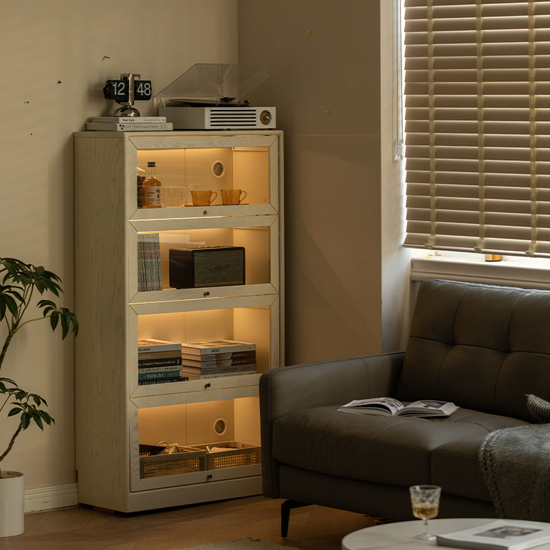 Jared FAS-Graded Solid American Oak Wood Floor-standing Bookcase Bookshelf/Storage Rack With Light Multiple Size