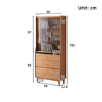 Caius 0.8m FAS-Graded Solid Cherry Wood Bookcase Bookshelf/Storage Rack With Light