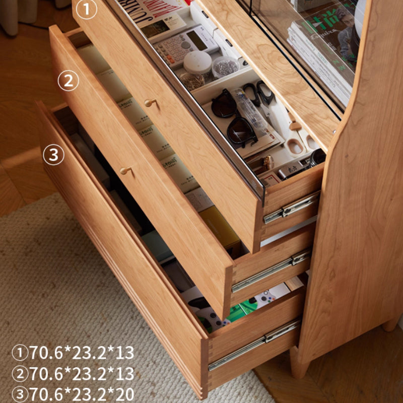 Caius 0.8m FAS-Graded Solid Cherry Wood Bookcase Bookshelf/Storage Rack With Light