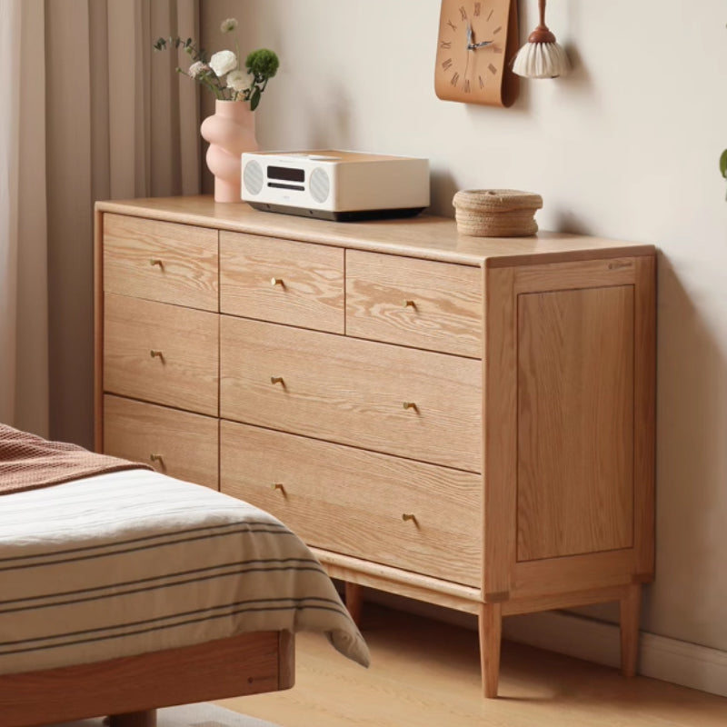 Owen 1.35m FAS Graded Solid Oak Wood Multi-Drawer Bedside Storage Cabinet for Home