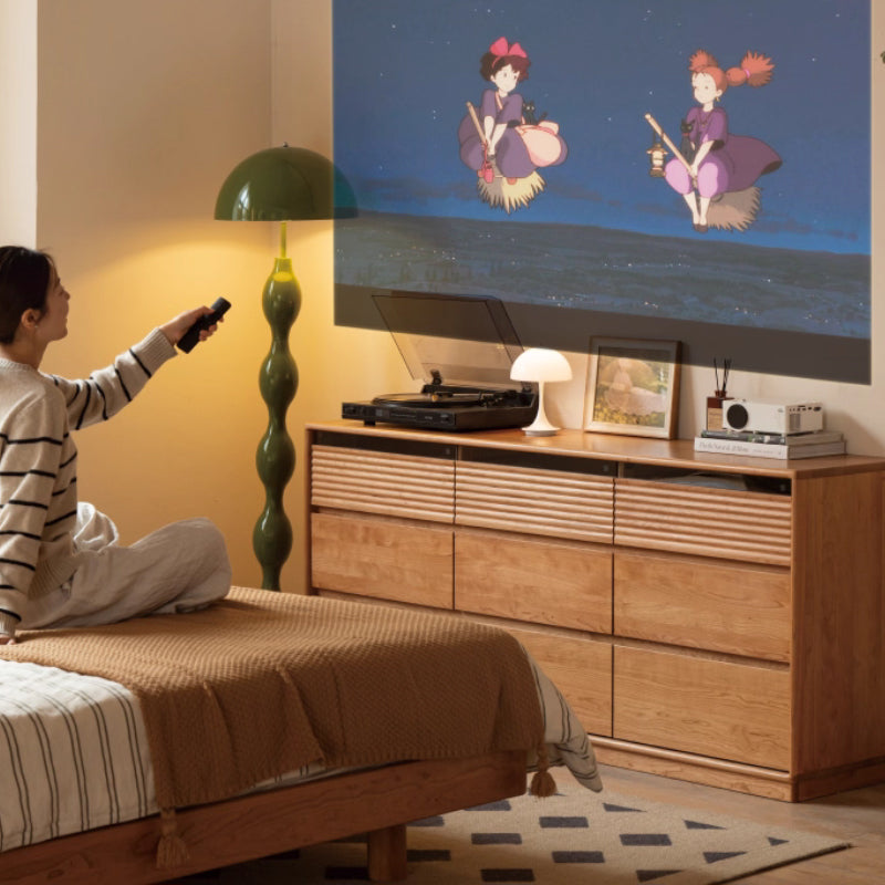 Jesse 1.65m FAS-Graded Solid Cherry Wood Multi-Drawer Bedside Storage Cabinet for Home