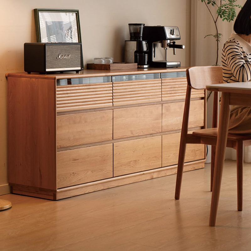 Jesse 1.65m FAS-Graded Solid Cherry Wood Multi-Drawer Bedside Storage Cabinet for Home