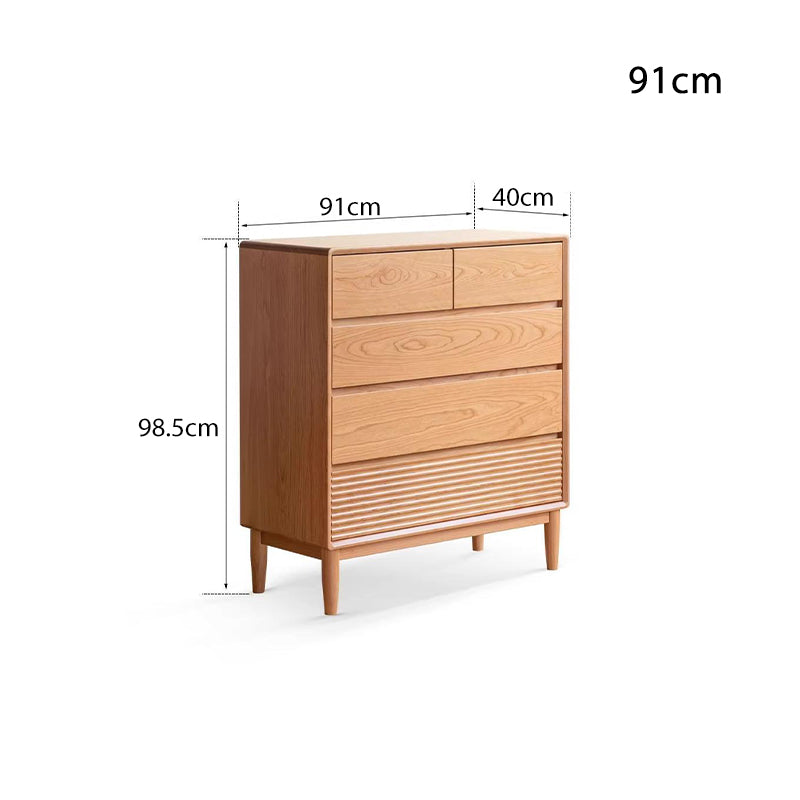 Katie FAS-Graded Solid Cherry Wood Multi-Drawer Bedside Storage Cabinet for Home Multiple Size