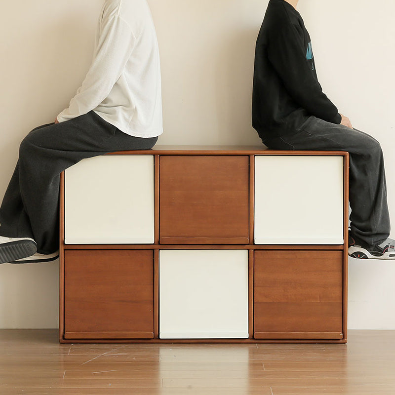 Kayla FAS-Graded Solid Poplar Wood 1.28m Flip-door Multi-Drawer Bedside Storage Cabinet for Home