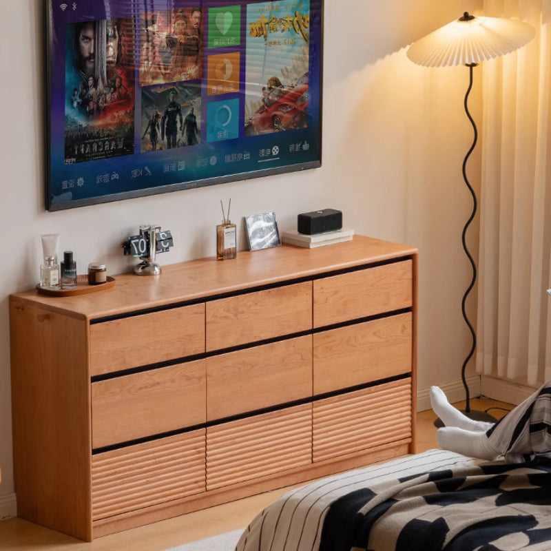 Martin 1.5m FAS-Graded Solid Cherry Wood Multi-Drawer Bedside Storage Cabinet for Home