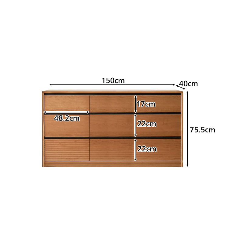 Martin 1.5m FAS-Graded Solid Cherry Wood Multi-Drawer Bedside Storage Cabinet for Home