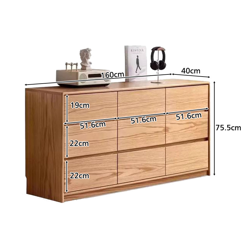 Travis 0.81m/1.6m FAS-Graded Solid American Oak Wood Multi-Drawer Bedside Storage Cabinet for Home