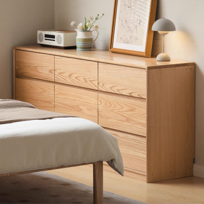 Travis 0.81m/1.6m FAS-Graded Solid American Oak Wood Multi-Drawer Bedside Storage Cabinet for Home