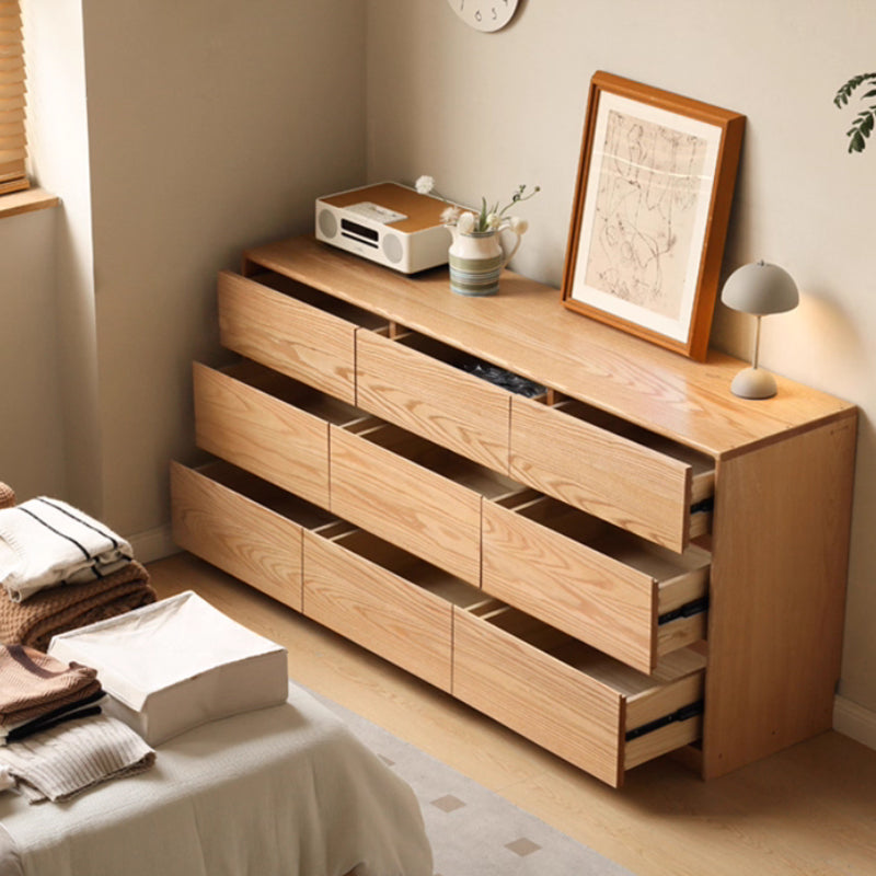 Travis 0.81m/1.6m FAS-Graded Solid American Oak Wood Multi-Drawer Bedside Storage Cabinet for Home