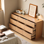 Travis 0.81m/1.6m FAS-Graded Solid American Oak Wood Multi-Drawer Bedside Storage Cabinet for Home