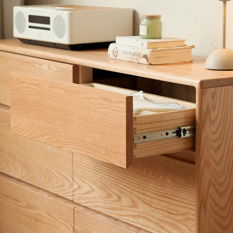 Travis 0.81m/1.6m FAS-Graded Solid American Oak Wood Multi-Drawer Bedside Storage Cabinet for Home