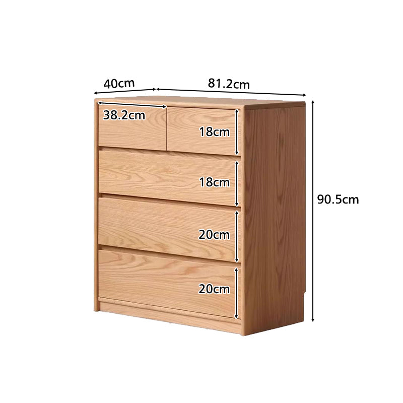 Travis 0.81m/1.6m FAS-Graded Solid American Oak Wood Multi-Drawer Bedside Storage Cabinet for Home