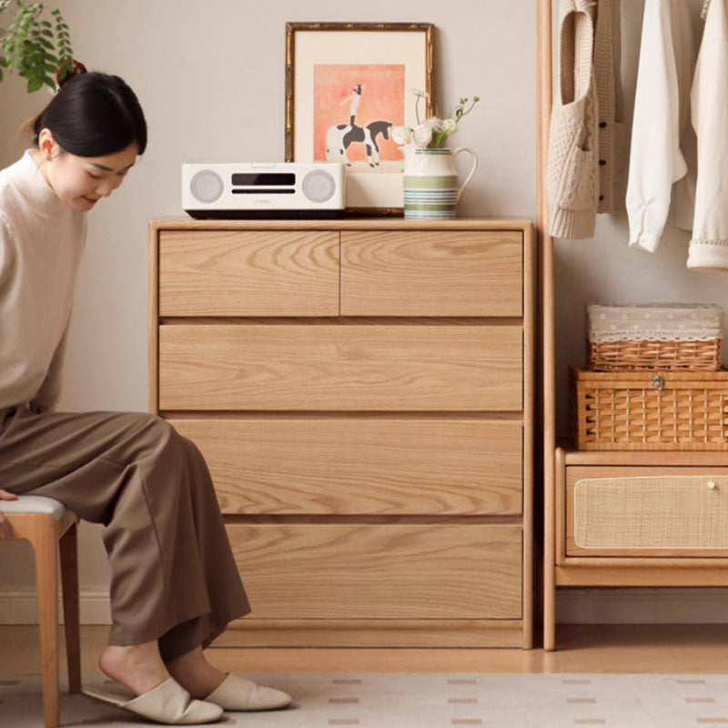 Travis 0.81m/1.6m FAS-Graded Solid American Oak Wood Multi-Drawer Bedside Storage Cabinet for Home