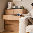 Travis 0.81m/1.6m FAS-Graded Solid American Oak Wood Multi-Drawer Bedside Storage Cabinet for Home