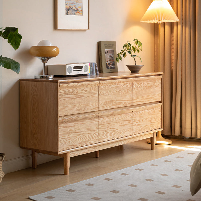 Richard 121.2cm/166cm FAS-Graded Solid American Oak Wood Multi-Drawer Bedside Storage Cabinet for Home