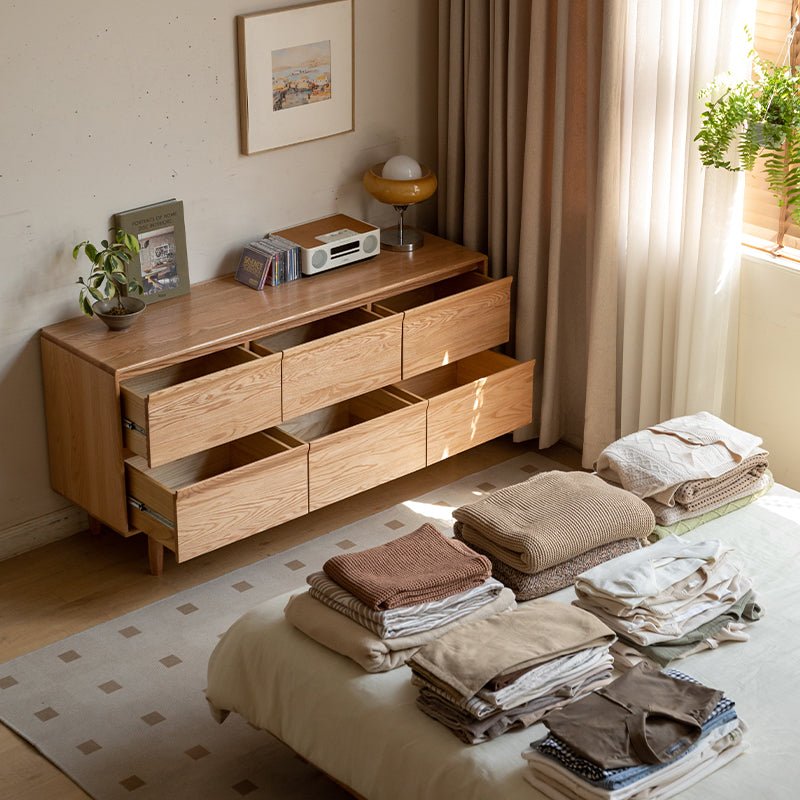 Richard 121.2cm/166cm FAS-Graded Solid American Oak Wood Multi-Drawer Bedside Storage Cabinet for Home