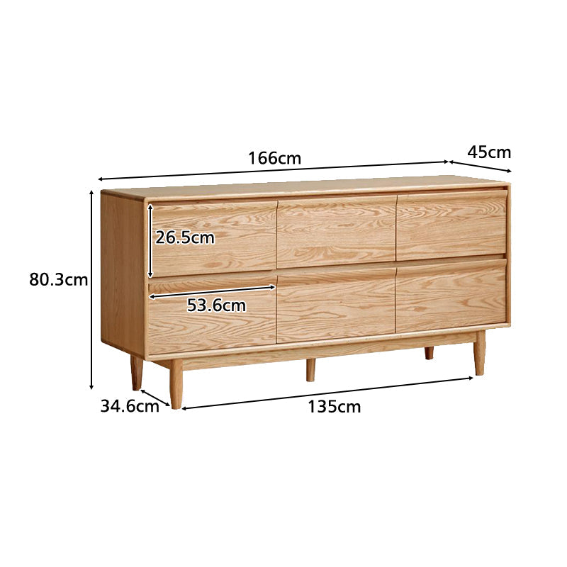 Richard 121.2cm/166cm FAS-Graded Solid American Oak Wood Multi-Drawer Bedside Storage Cabinet for Home