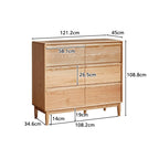 Richard 121.2cm/166cm FAS-Graded Solid American Oak Wood Multi-Drawer Bedside Storage Cabinet for Home