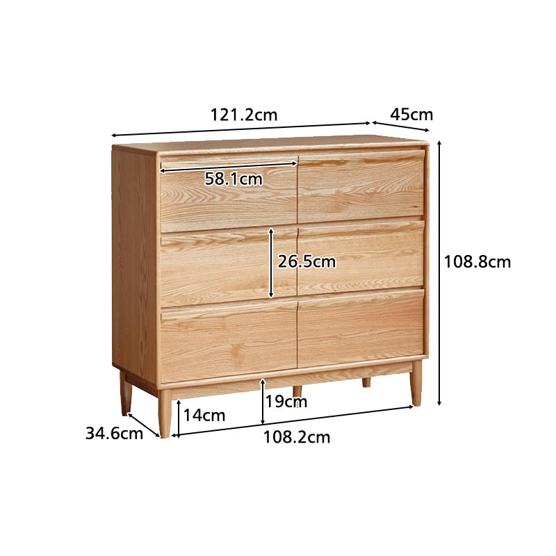 Richard 121.2cm/166cm FAS-Graded Solid American Oak Wood Multi-Drawer Bedside Storage Cabinet for Home