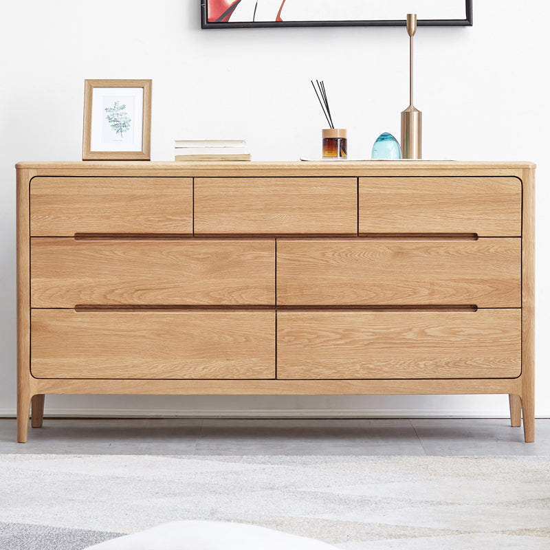 Robert 1.4m FAS-Graded Solid American Oak Wood Multi-Drawer Bedside Storage Cabinet for Home