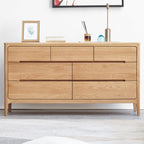 Robert 1.4m FAS-Graded Solid American Oak Wood Multi-Drawer Bedside Storage Cabinet for Home