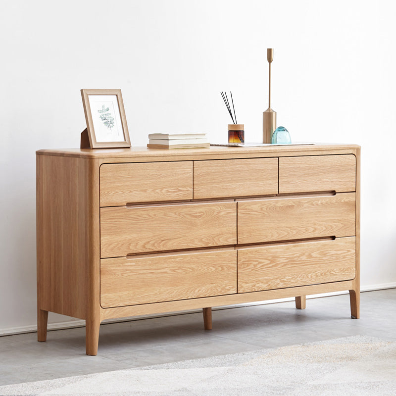 Robert 1.4m FAS-Graded Solid American Oak Wood Multi-Drawer Bedside Storage Cabinet for Home