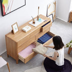 Robert 1.4m FAS-Graded Solid American Oak Wood Multi-Drawer Bedside Storage Cabinet for Home