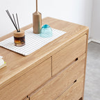 Robert 1.4m FAS-Graded Solid American Oak Wood Multi-Drawer Bedside Storage Cabinet for Home