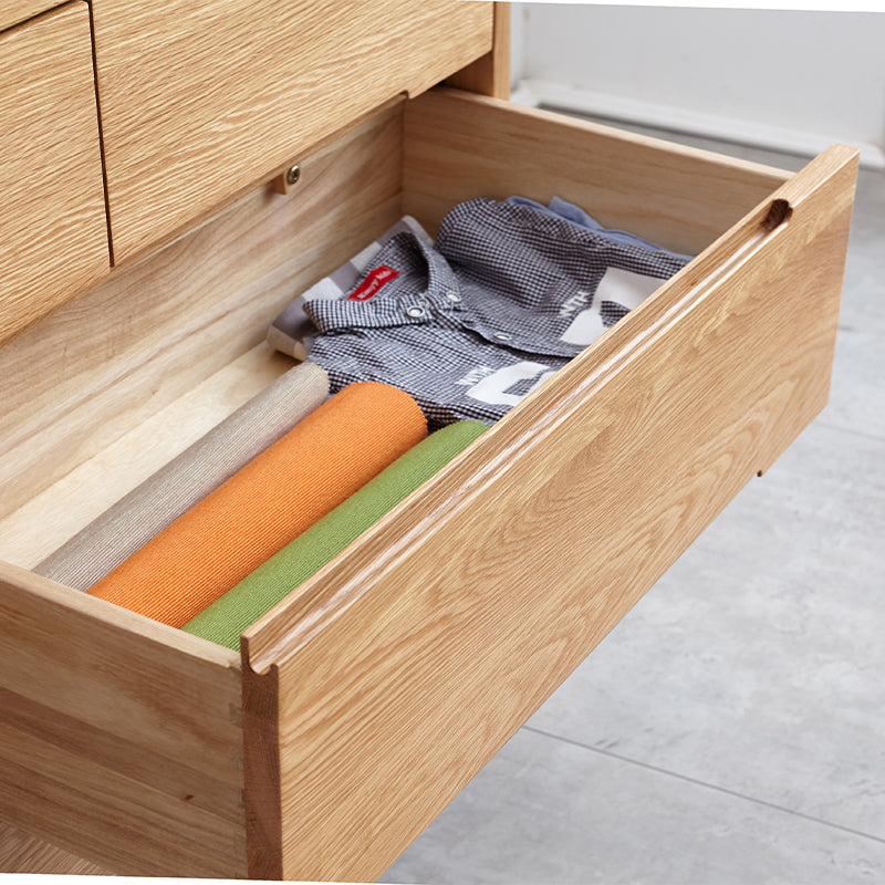 Robert 1.4m FAS-Graded Solid American Oak Wood Multi-Drawer Bedside Storage Cabinet for Home